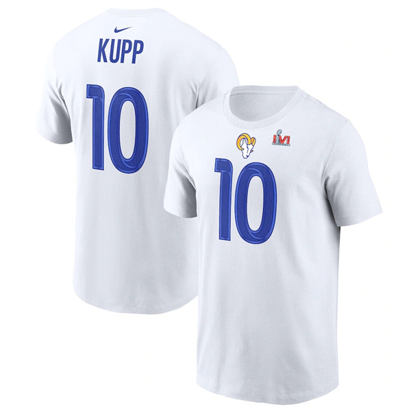 Men's White Los Angeles Rams #10 Cooper Kupp 2022 Super Bowl LVI Champions T-Shirt